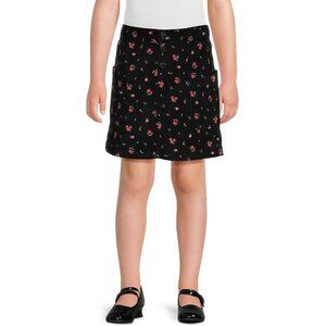 Wonder Nation Girl's L Corduroy Floral Mini Skirt SIZE 10-12 PLUS Black NEW